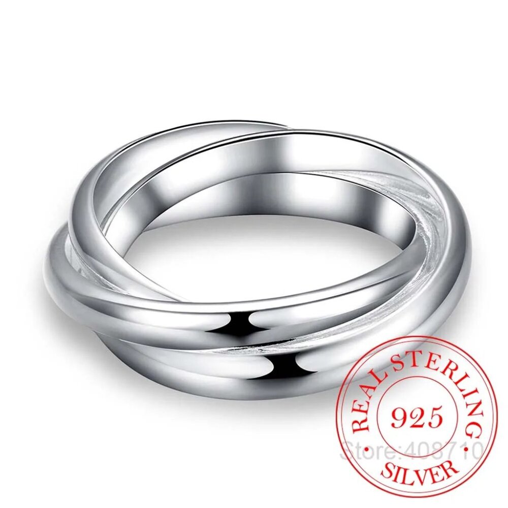 Stunning Homage " Trinity Love Ring " 925 Sterling Silver